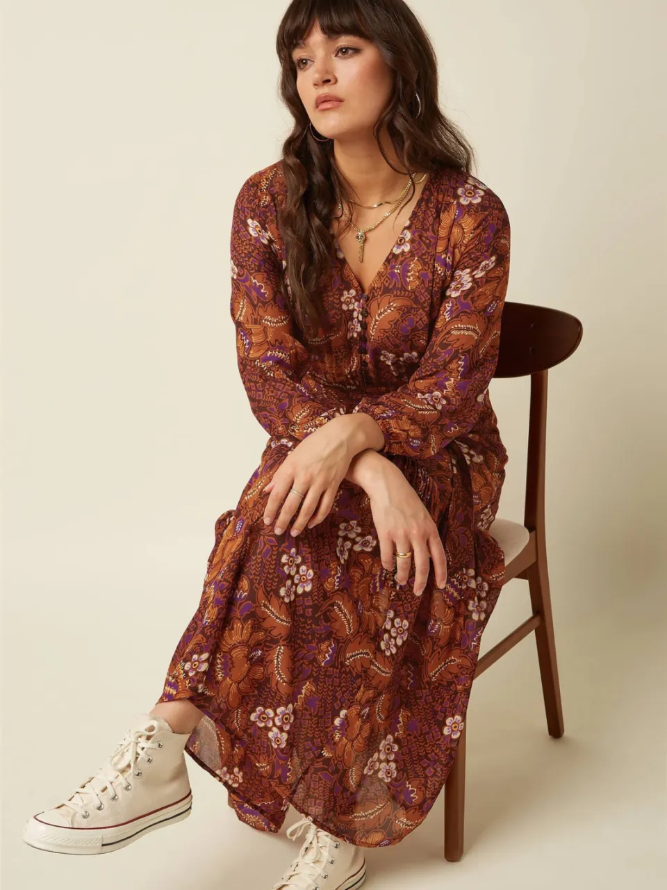 King Louie maxi jurk met print - bruin, foto 5