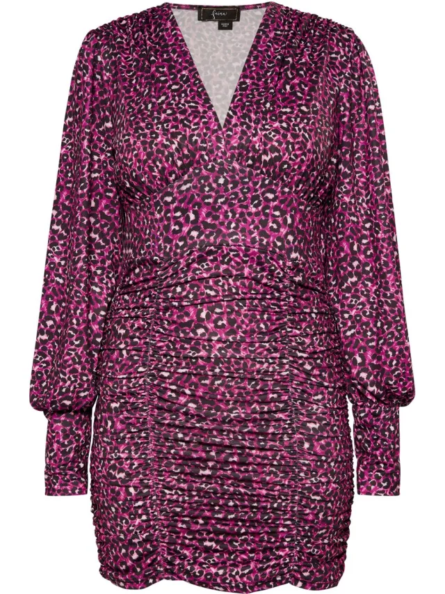 Faina jurk met lange mouwen fuchsia
