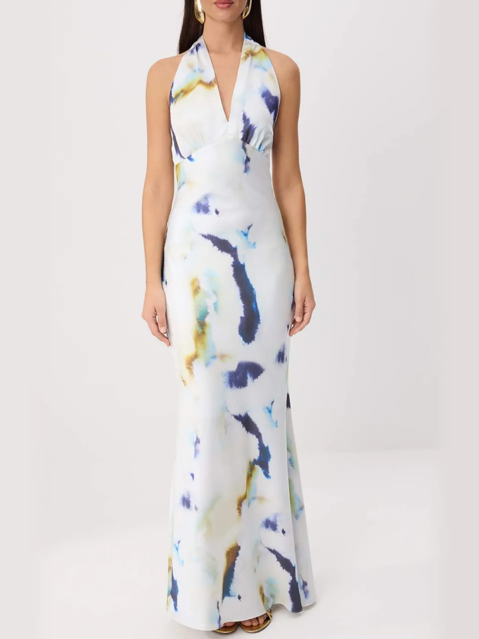 Trendyol TRENDYOLMİLLA Dames Meerkleurig Abstract Maxi Mouwloos Zeemeermin Avond & Gala Jurk Veelkleurig