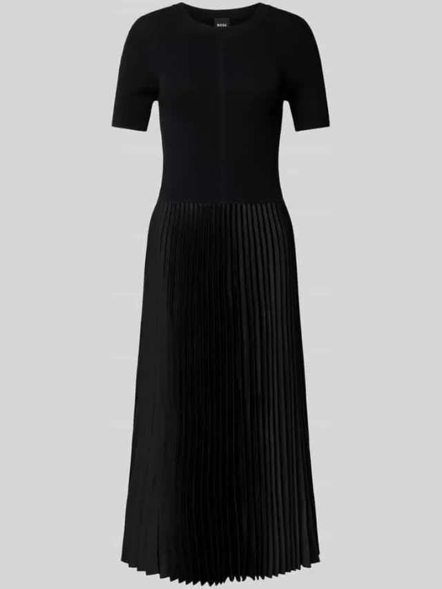 Boss Midi-jurk met plissévouwen, model 'Fadridi' zwart, foto 2