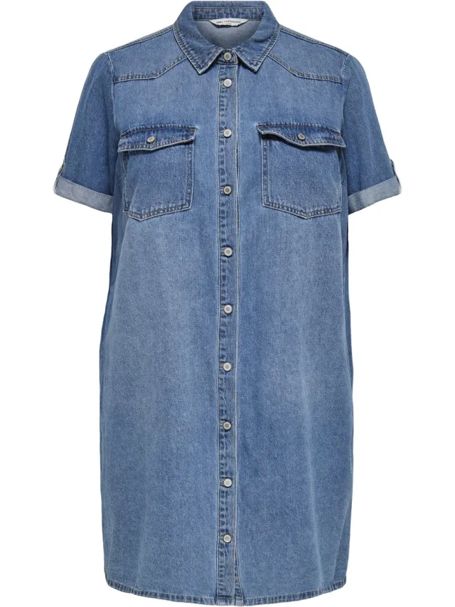 Only Carmakoma CARLISA S/S DNM DRESS GUA NOOS - Meisjes - Mini jurken Medium Blue Denim