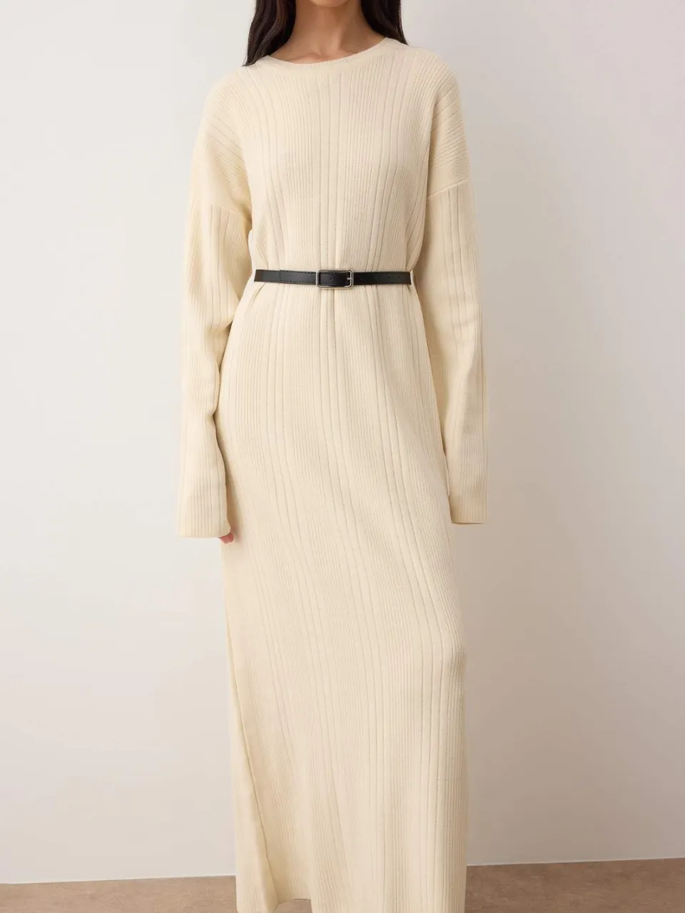 Trendyol Modest Dames Ecru Effen Maxi Driekwart mouw Casual A-lijn Modest Jurken, foto 2