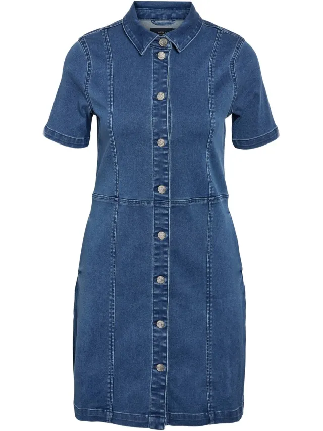 Noisy May NMNISA S/S SLIM DENIM DRESS VI526BL NOOS Korte jurk blauw L Dames