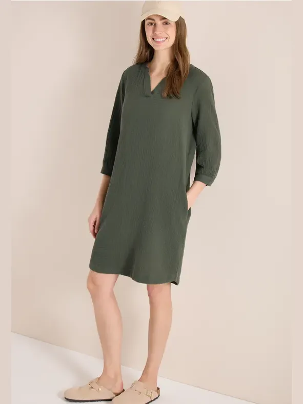 cecil Knielange jurk van mousseline groen, foto 3