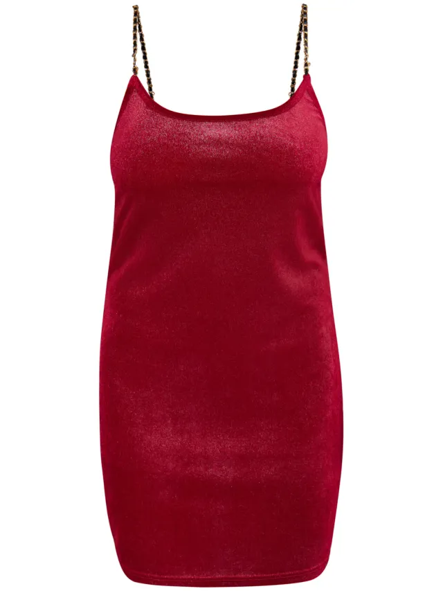 Faina Mini fluwelen jurkje met glitters Dames wijnrood, foto 2