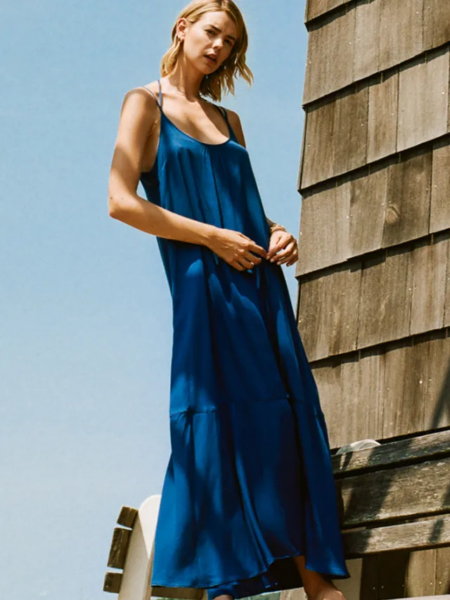 Neu Nomads dames vegan Maxi Jurk Santa Fe Lapisblauw Donkerblauw