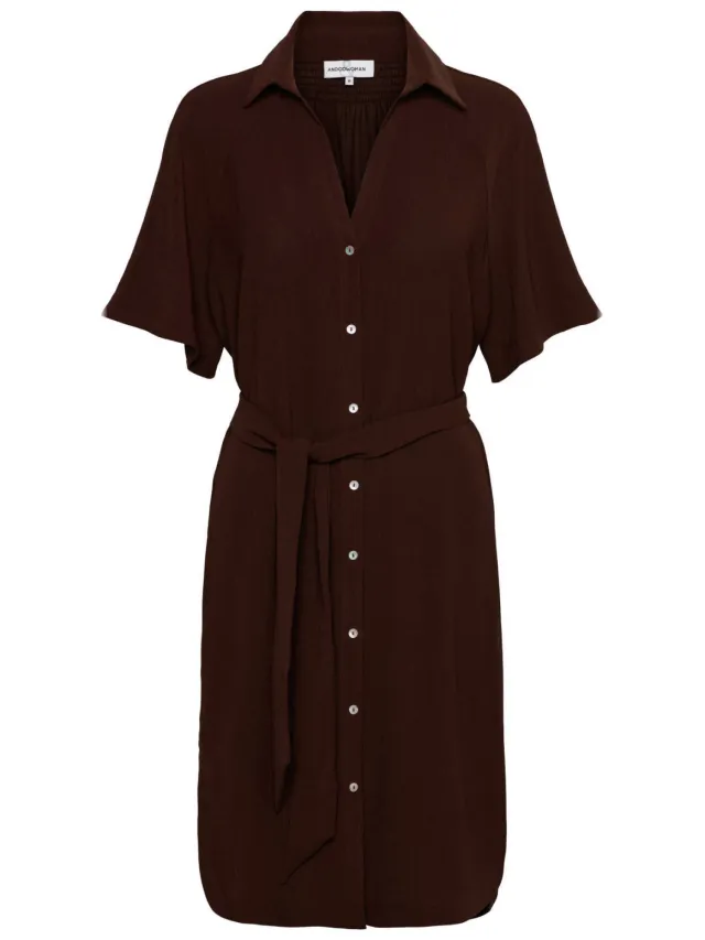 &Co Woman blousejurk met ceintuur - bruin, foto 2
