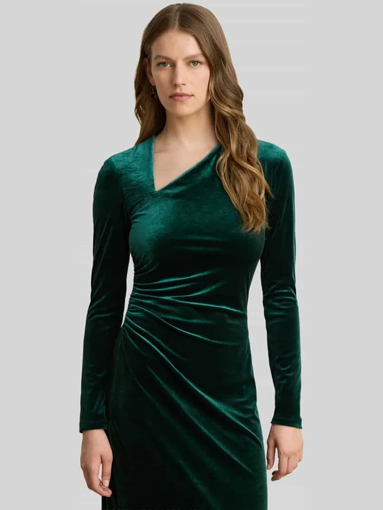 Lauren Ralph Lauren Slim Fit avondjurk met asymmetrische hals donkergroen, foto 3