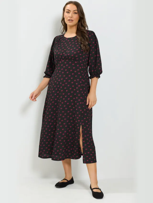 Yours Zwarte Theejurk Met Stippen Black