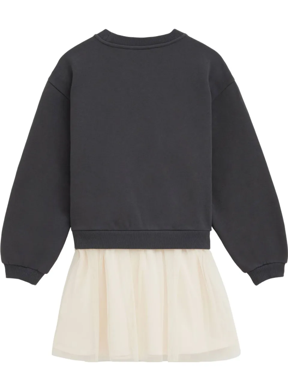 WE Fashion midi sweatjurk met tule donkergrijs wit, foto 3