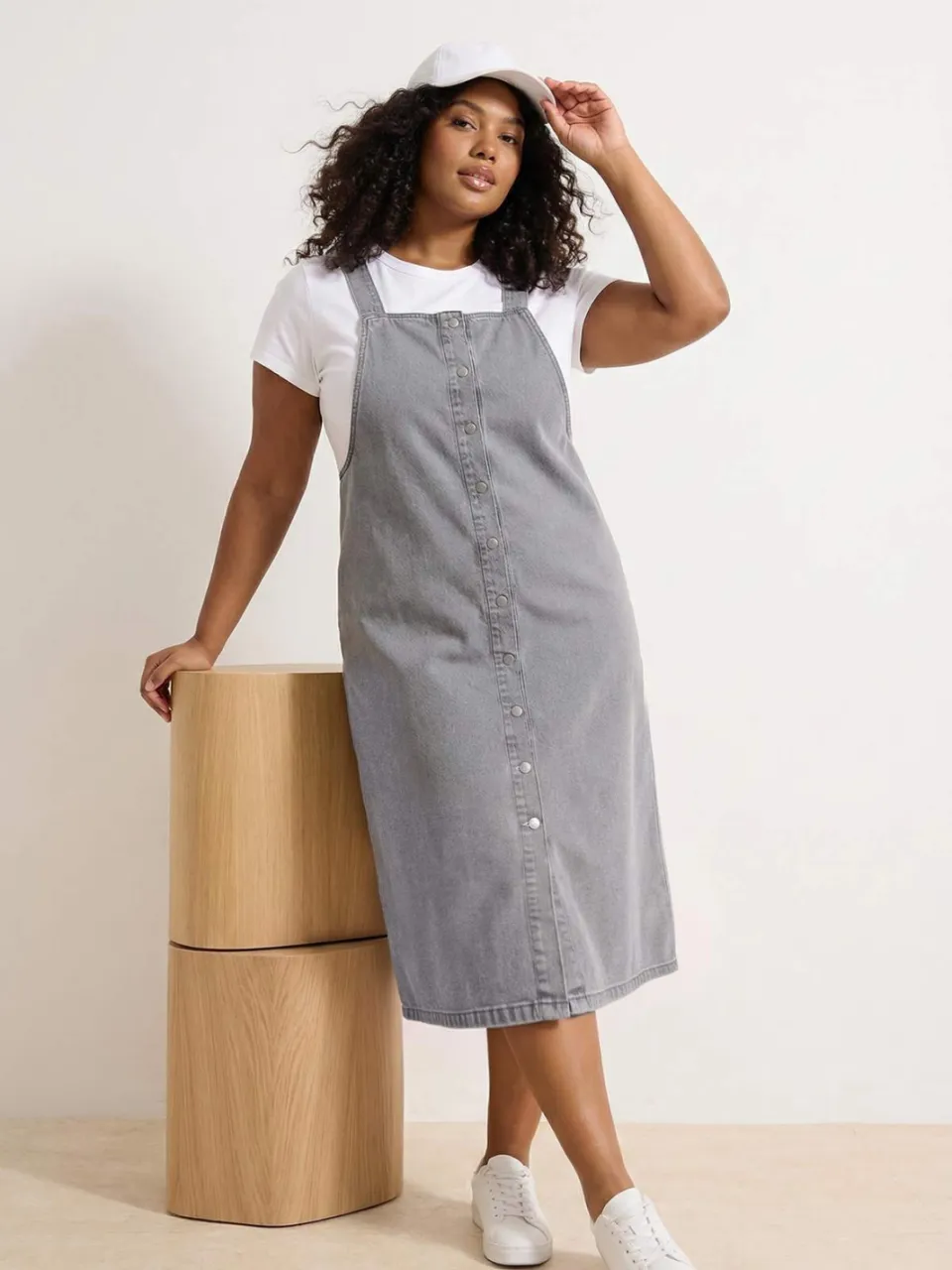 Trendyol Curve Dames Grijs Effen Midi Mouwloos Casual Gilet Grote maten Jurk, foto 2