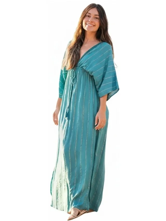 Isla Bonita By Sigris Lange Jurk Isla Bonita By Sigris Lange Midi-Jurk Blauw