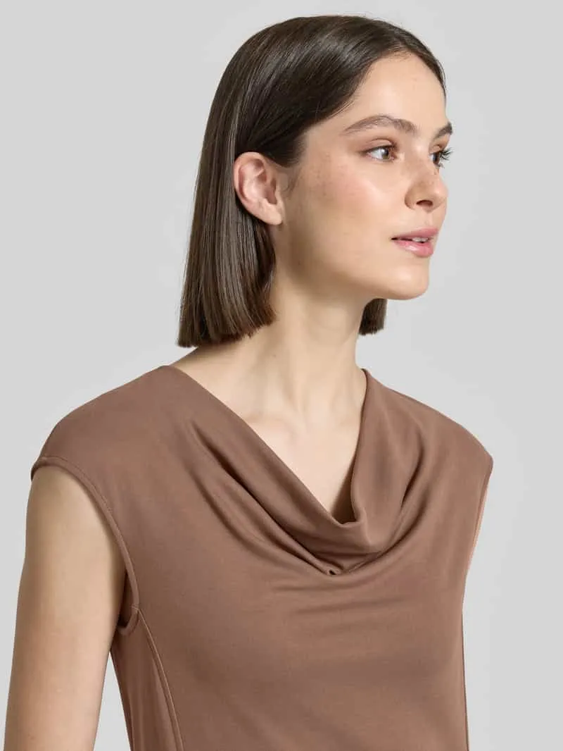 Max Mara regular fit midi-jurk met cascadehals model 'Vetusta' hazelnoot, foto 3
