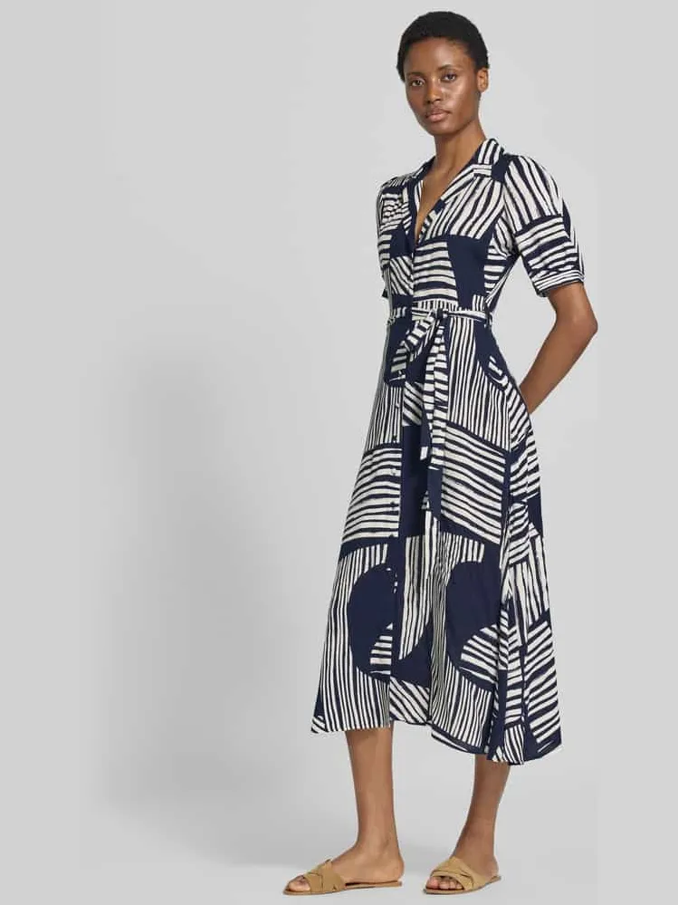 ZABAIONE midi-jurk van pure viscose model 'Azura' marineblauw, foto 3