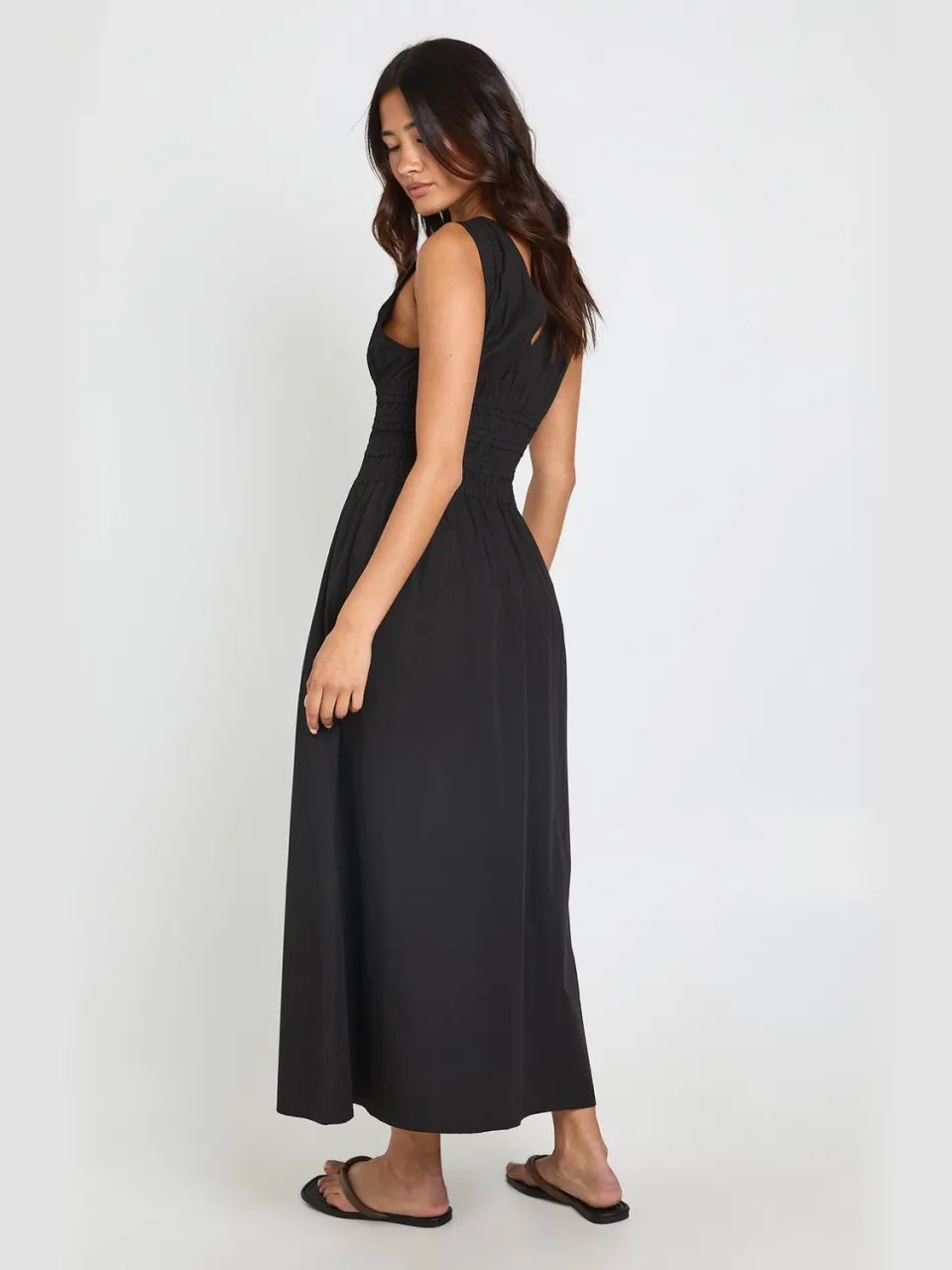 boohoo Dames Midaxi Jurk Met Gesmockte Taille zwart, foto 2