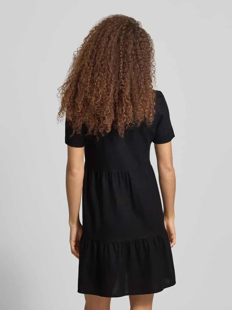 Only A-lijn vrijetijdsjurk van mix van viscose en linnen model 'TIRI-GOA' zwart, foto 3