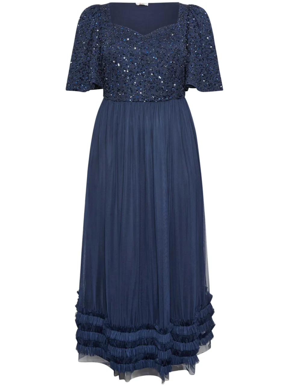 Luxe: Ultimate Embellishment Luxe Maxijurk Met Sweetheart Halslijn Met Versiering En Ruchezoom In Donkerblauwsize 42 blauw, foto 4