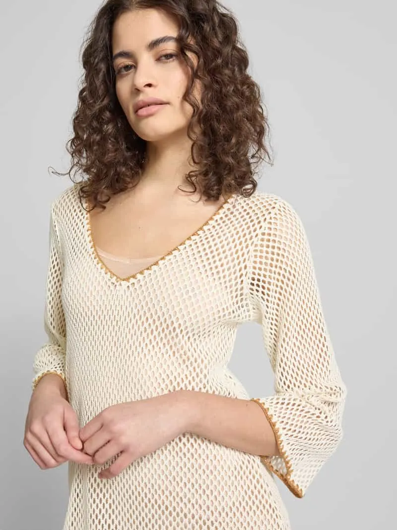 banana moon Gebreid shirt met V-hals Model 'OCTAVIE HAYATO' offwhite, foto 5