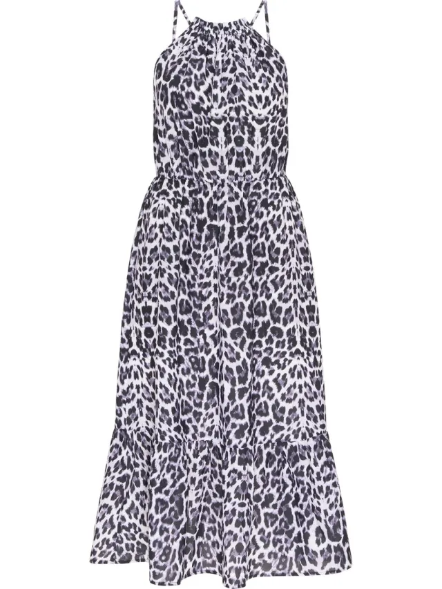 Faina midi-jurk Zwart Wit Leo