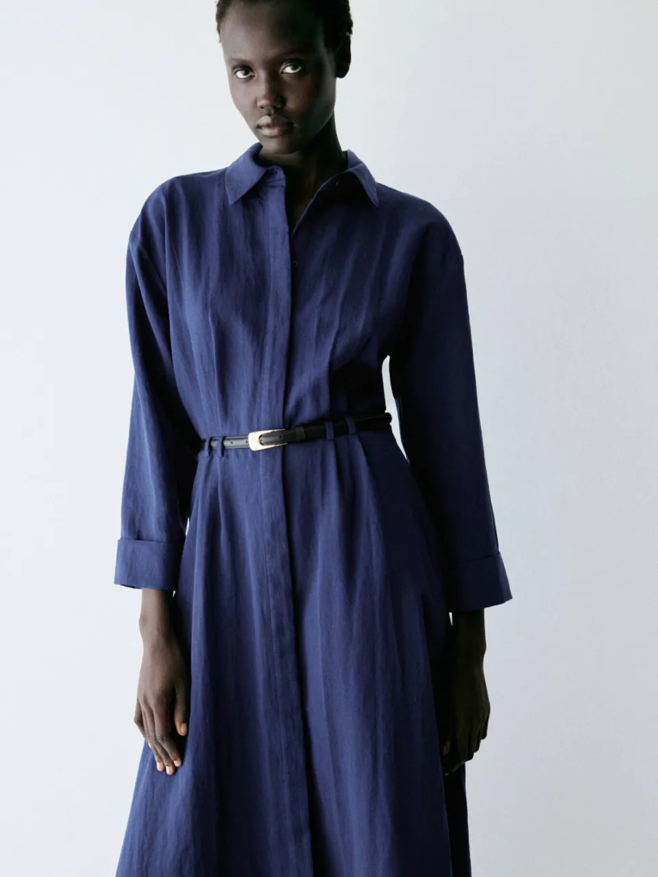 Mango blousejurk met ceintuur - blauw, foto 3