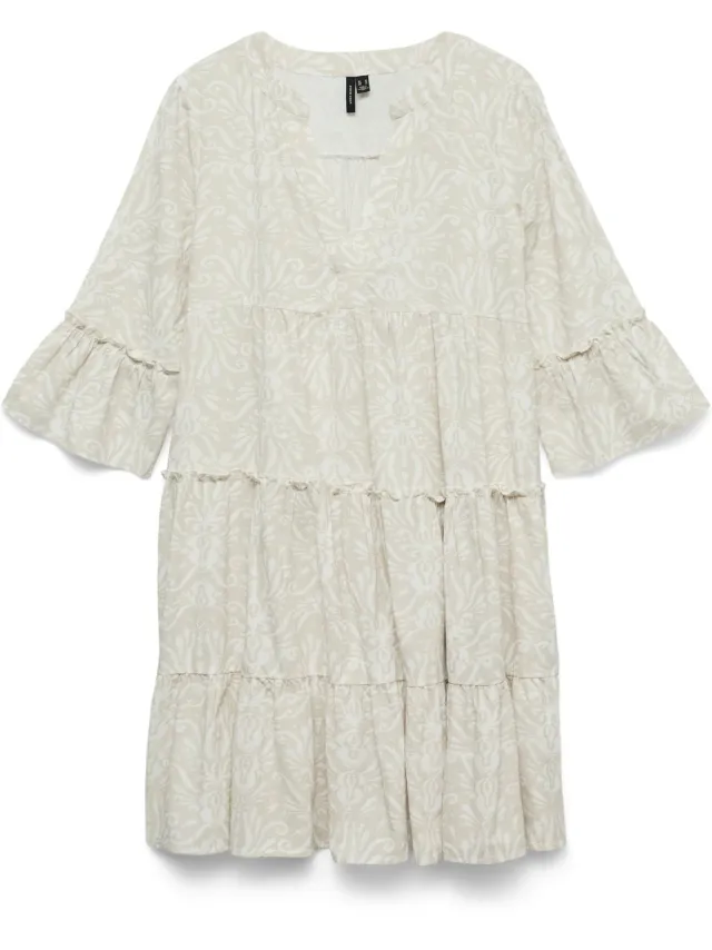 Vero Moda VMDICTHE 3/4 TUNIC WVN GA - Dames - Mini jurken Pumice Stone;Ally