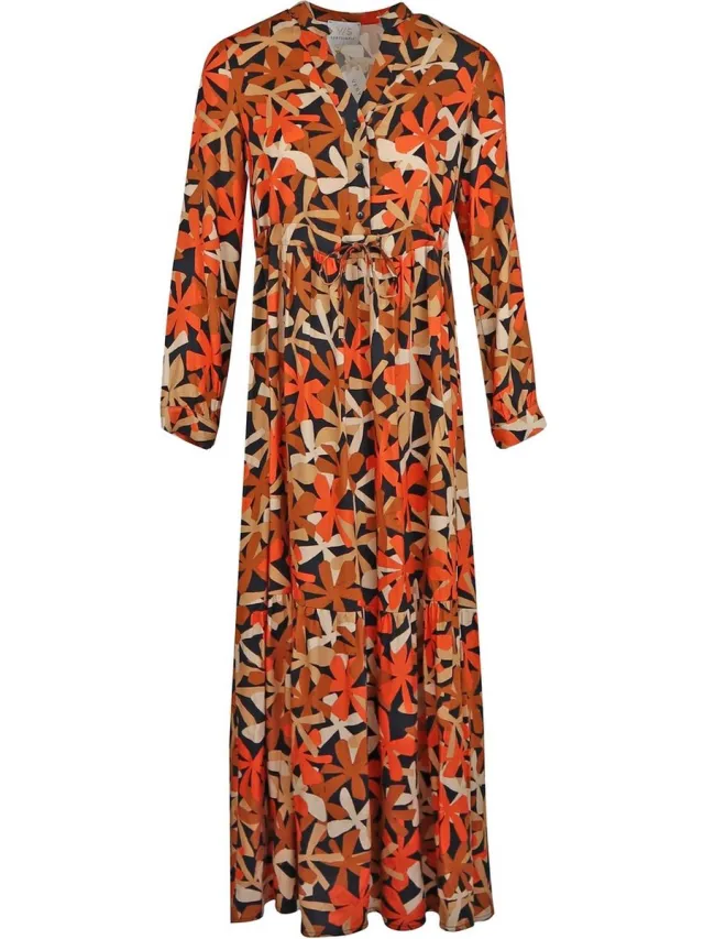 Very Simple Verysimple • maxi jurk in oranje bruin • maat S (IT42)