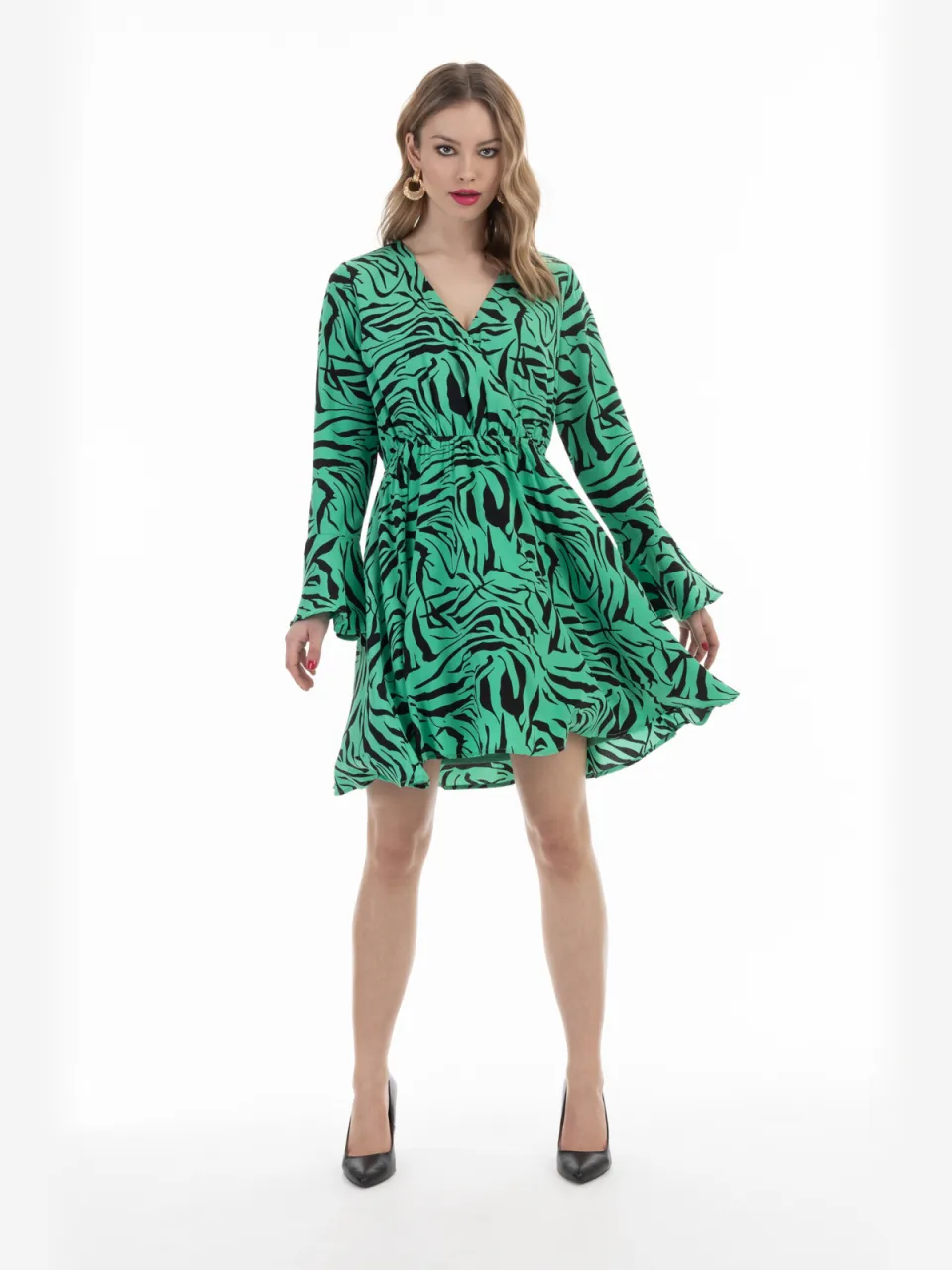 Faina jurk - zebraprint sookie Groen