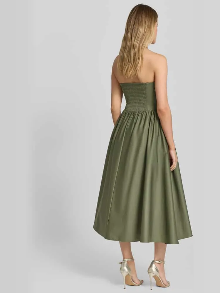 Jake*s Cocktail Cocktailjurk in off-shoulder-look met smokdetails olijfgroen, foto 3