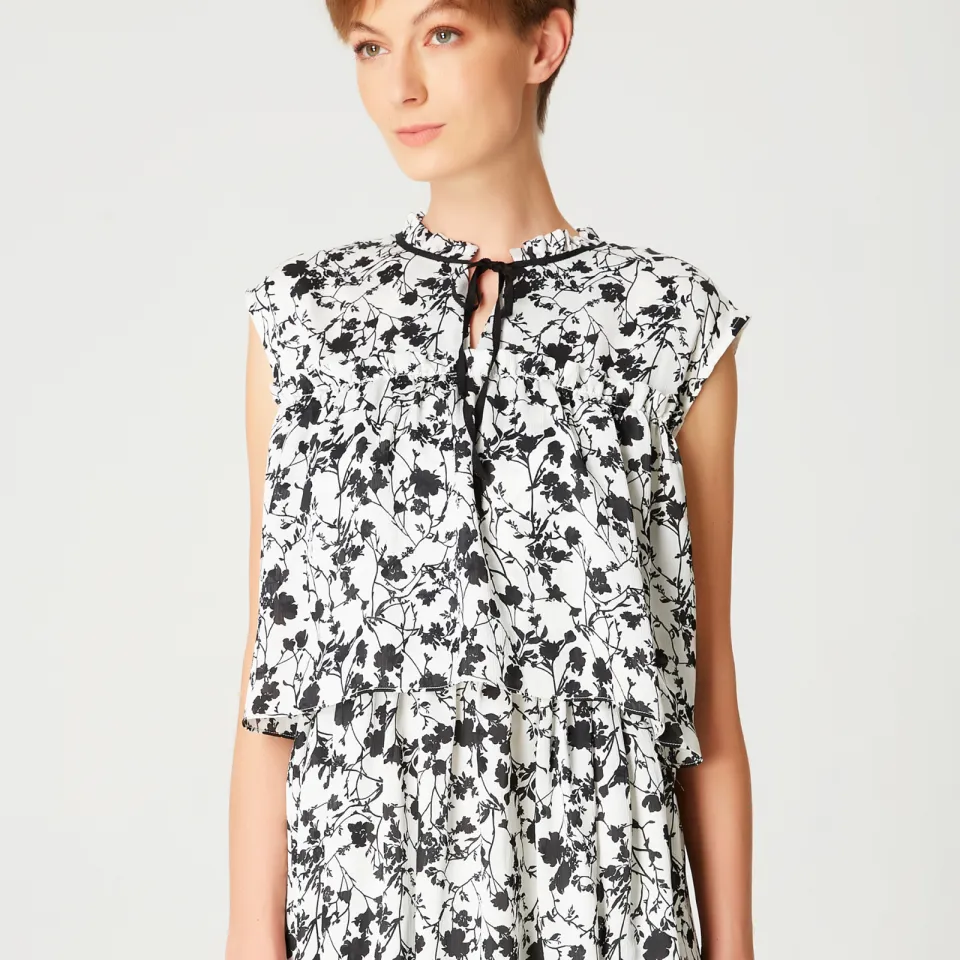 Smart & Joy Korte jurk met ruches en bloemenprint wit, foto 2