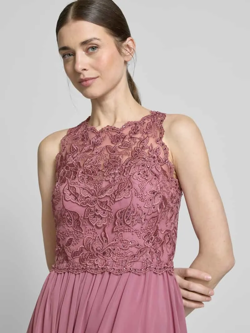 Hey Kyla Avondjurk met kant en siersteentjes mauve, foto 4