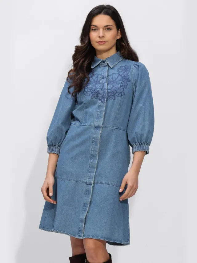 SECOND FEMALE Dames Jurken Cornelia Denim Tunic Dress - Blauw