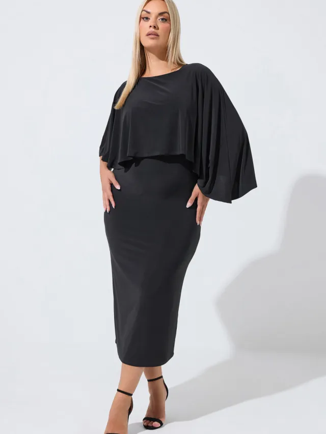 Limited Collection Zwarte Jurk Met Cape Black