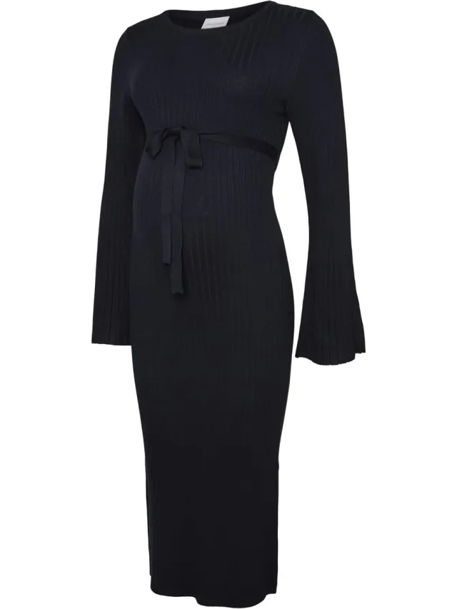 Mamalicious MLNEWSIV L/S KNIT MIDI DRESS - Dames - Mini jurken navy blazer