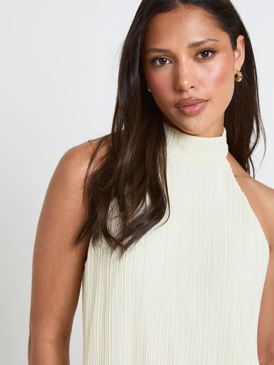 boohoo Dames Plisse Dubbele Ruches Mini Jurk ivoor, foto 4