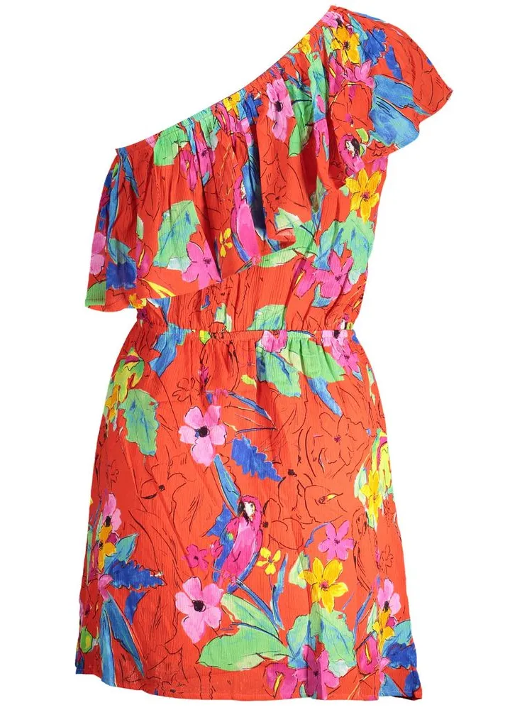 Desigual Bloemenpapegaai Print Jurk Relaxed Fit oranje, foto 2