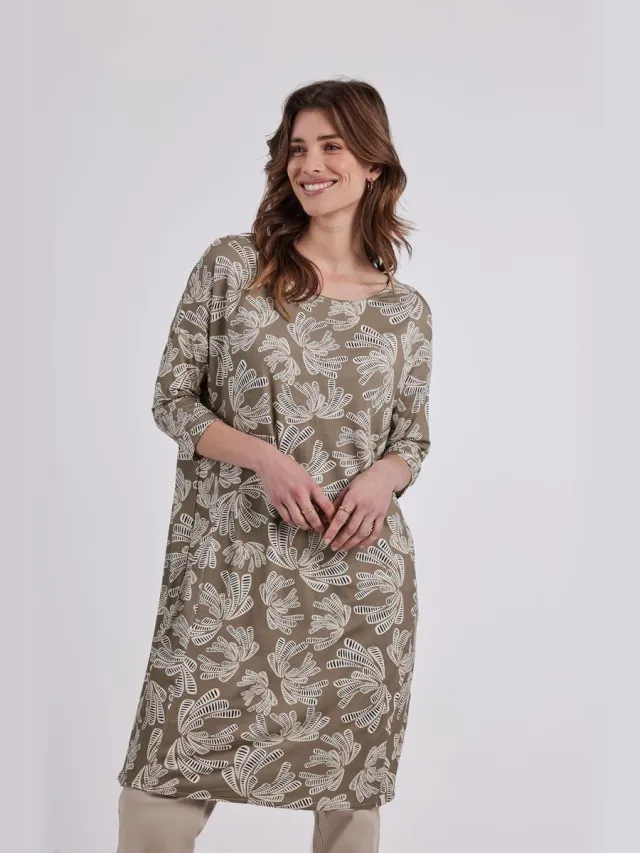 Didi Dames Loose dress Easy Taupe Cocktail print