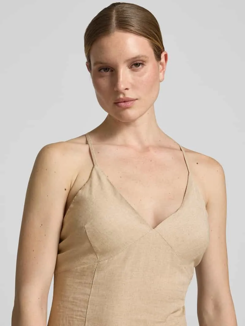 Rinascimento regular fit linnen jurk met viscose beige, foto 4