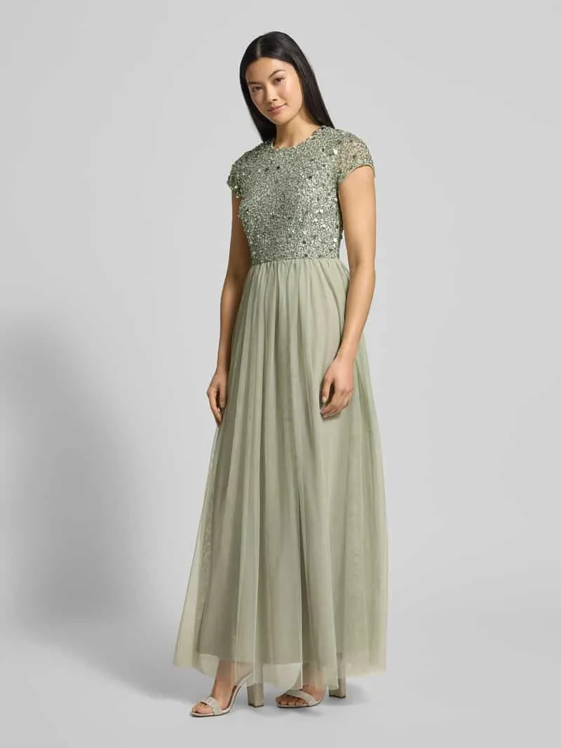Lace & Beads Avondjurk met pailletten mintgroen, foto 3