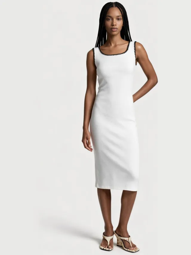 MSN Collection Dames Midi Jurk Wit
