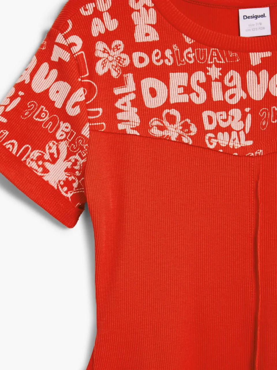 Desigual A-lijn midi jurk met tekst - rood, foto 6