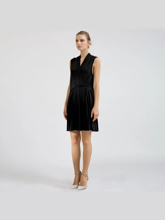 Smart & Joy Drape Cupro Jersey -jurk Zwart
