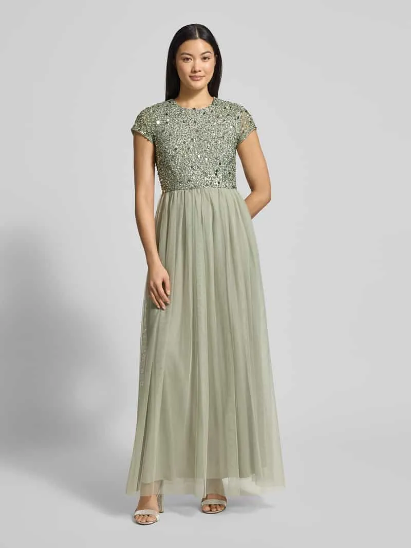 Lace & Beads Avondjurk met pailletten Mintgroen