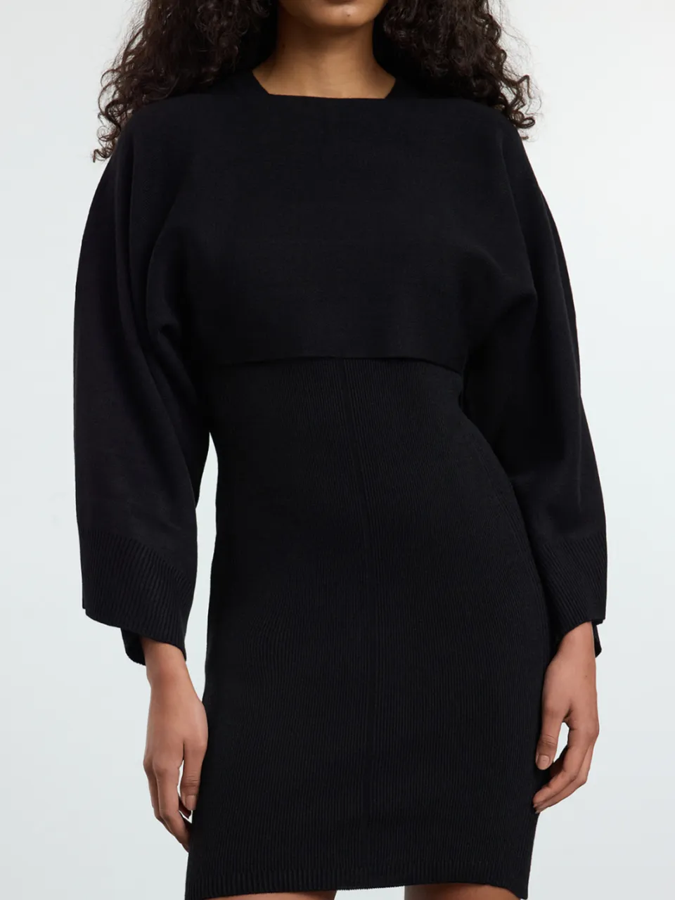 Trendyol TRENDYOLMİLLA Dames Zwart Effen Kort / Mini Lang Casual Bodycon Jurken, foto 2