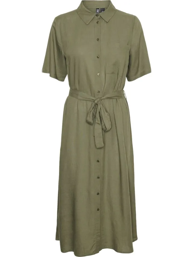Pieces PCPIA 2/4 MIDI SHIRT DRESS WVN NOOS - Dames - Mini jurken Deep Lichen Green