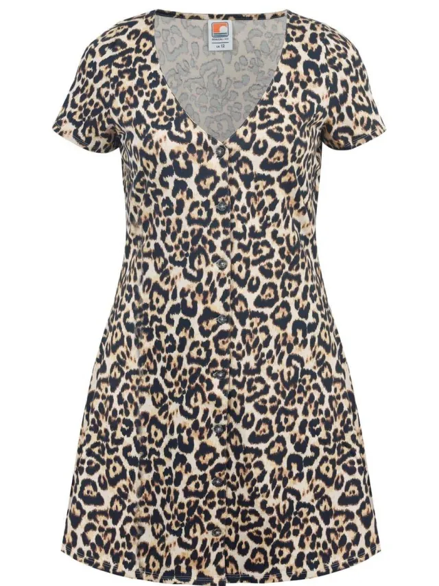 Soulcal Dames/Dames Mini Jurk met Korte Mouwen (Luipaard) Luipaardprint