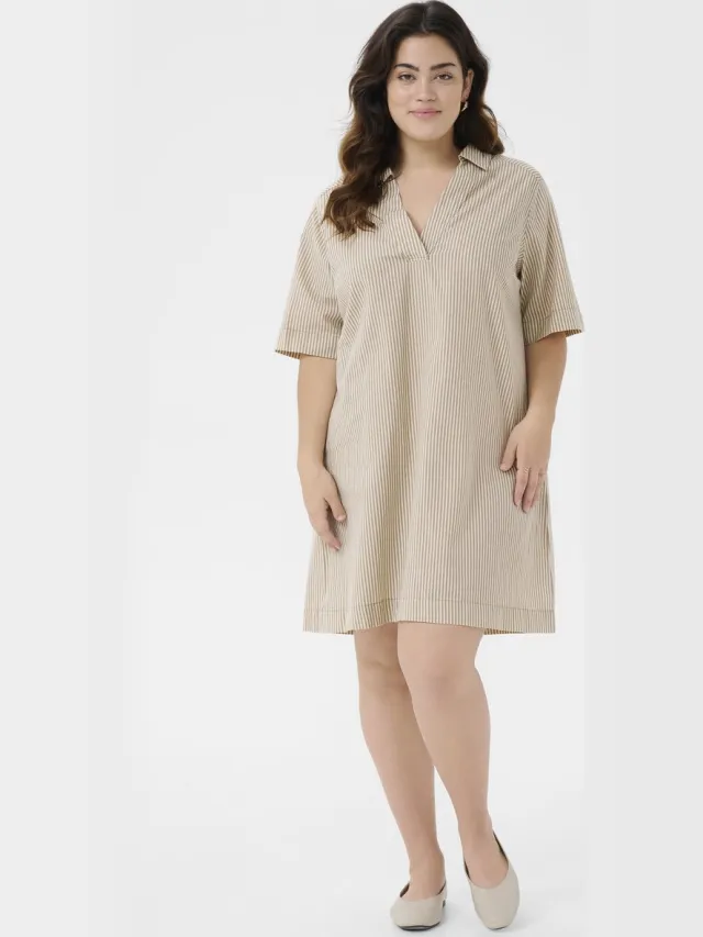 Kaffe Curve jurk Nana 107706 Chincilla / White
