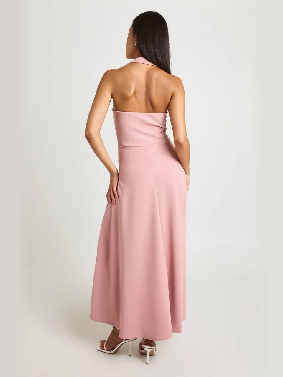 boohoo Dames Halternek Jersey Crepe Midi-jurk roos, foto 2