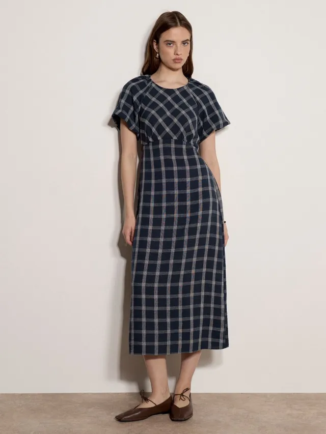 Apricot Midaxi-jurk met ruitjesprint Marine