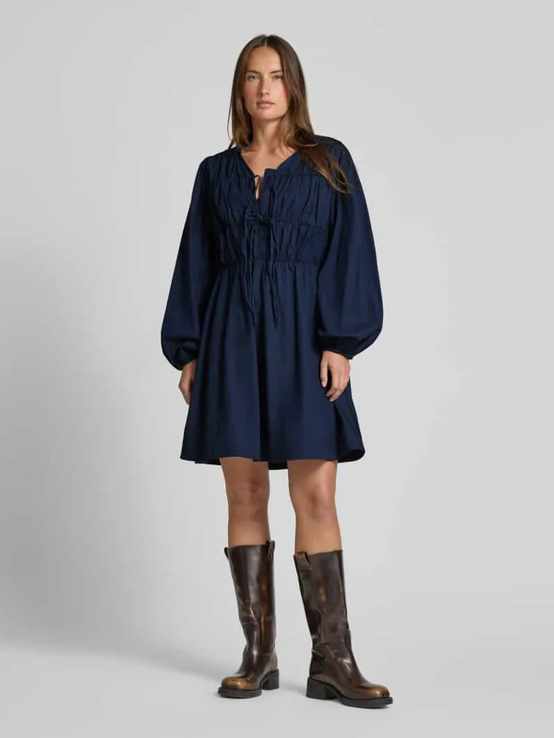 Yas Knie-lange jurk van katoen model 'EBBA' marineblauw, foto 3