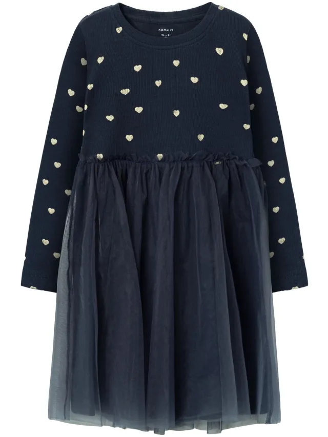 NAME IT NMFNADJA LS DRESS NOOS Meisjes Jurk Dark Sapphire